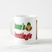 季節のごあいさつベルズクリスマスフォトタイポグラフィ コーヒーマグカップ (正面左)