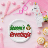 季節のごあいさつベルタイポグラフィクリスマス ペーパープレート (パーティー)