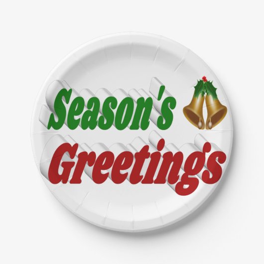 季節のごあいさつベルタイポグラフィクリスマス ペーパープレート (正面)