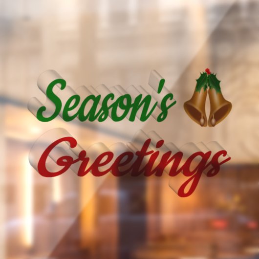 季節のごあいさつベル赤い緑のスクリプトクリスマス ウィンドウサイン (シート2)