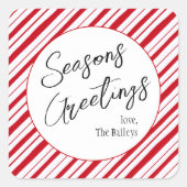 季節のごあいさつペパーミントストライプクリスマス スクエアシール (正面)