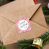 季節のごあいさつペパーミントストライプクリスマス スクエアシール