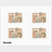 季節のごあいさつホリデーウォーターカラー 長方形シール (シート)