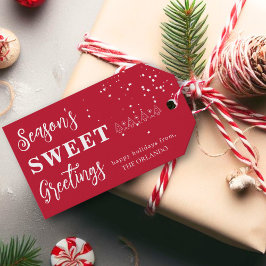 季節のごあいさつホリデークリスマスホワイトレッド ギフトタグ