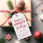 季節のごあいさつホリデークリスマスレッドホワイト ギフトタグ