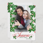 季節のごあいさつホリーと果実の縦写真 シーズンカード (正面/裏面)
