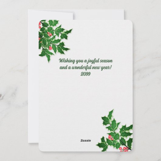 季節のごあいさつホリーと果実の縦写真 シーズンカード (裏面)