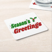 季節のごあいさつホリークリスマスタイポグラフィ スクエアペーパーコースター (アングル)