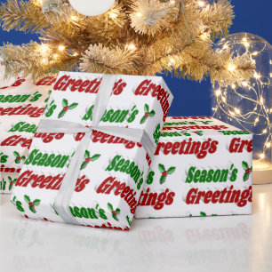 季節のごあいさつホリークリスマスタイポグラフィ ラッピングペーパー