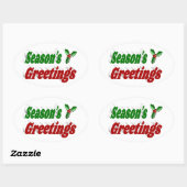 季節のごあいさつホリークリスマスタイポグラフィ 楕円形シール (シート)