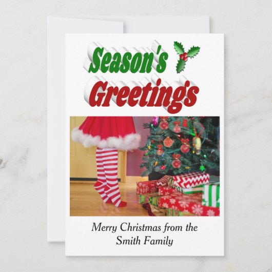季節のごあいさつホリークリスマスフォトタイポグラフィ シーズンカード (正面)