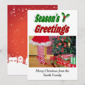 季節のごあいさつホリークリスマスフォトタイポグラフィ シーズンカード (正面/裏面)