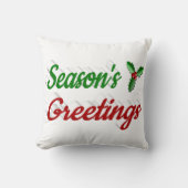 季節のごあいさつホリークリスマスレッド緑のスクリプト クッション (正面)