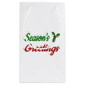 季節のごあいさつホリークリスマスレッド緑のスクリプト スモールペーパーバッグ (裏面)