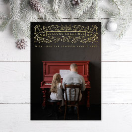 季節のごあいさつホリー葉ズ写真 箔シーズンカード