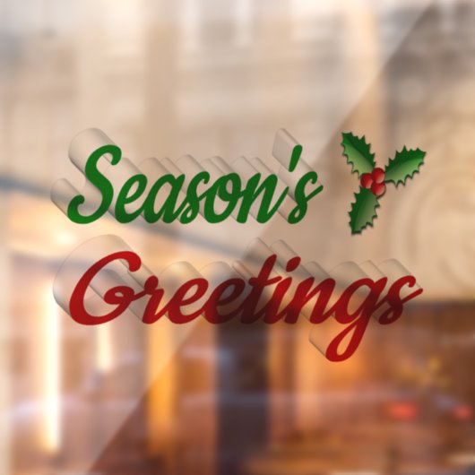 季節のごあいさつホリー赤い緑のスクリプトクリスマス ウィンドウサイン (シート2)