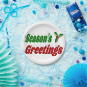 季節のごあいさつホリー、タイポグラフィクリスマス ペーパープレート (パーティー)