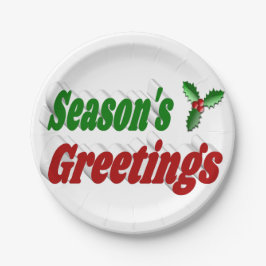 季節のごあいさつホリー、タイポグラフィクリスマス ペーパープレート