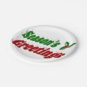 季節のごあいさつホリー、タイポグラフィクリスマス ペーパープレート (アングル)