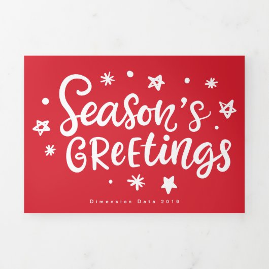 季節のごあいさつホワイト文字数々のフォトホリデー 三つ折りカード (カバー)