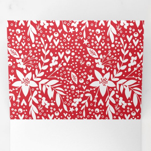 季節のごあいさつホワイト文字数々のフォトホリデー 三つ折りカード (内部最初)