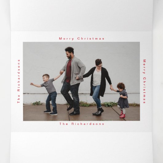 季節のごあいさつホワイト文字数々のフォトホリデー 三つ折りカード (内部中)