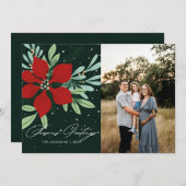 季節のごあいさつポインセティアクリスマスデザイン シーズンカード (正面/裏面)