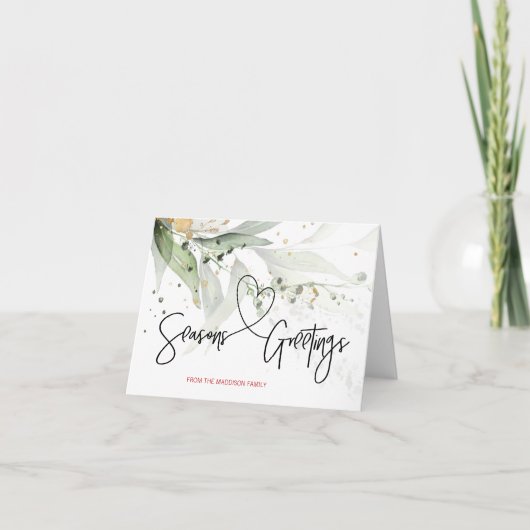 季節のごあいさつモダンクリスマスユーカリ カード (正面)