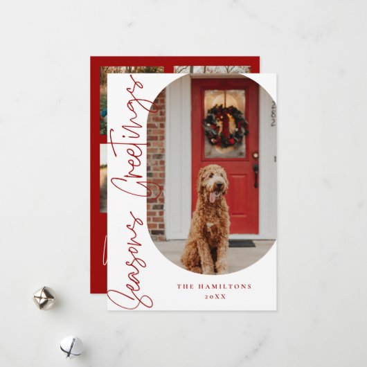 季節のごあいさつモダンミニマリストカードブルゴーニュ シーズンカード (正面/裏面インサイチュ)