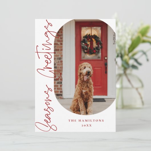 季節のごあいさつモダンミニマリストカードブルゴーニュ シーズンカード (スタンド正面)