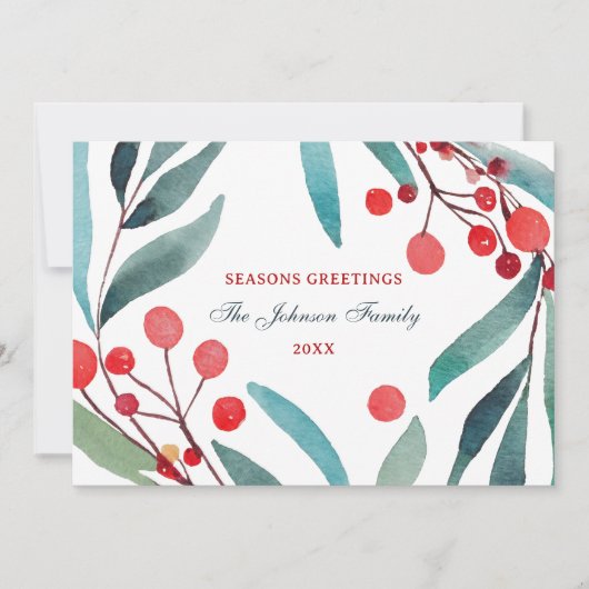 季節のごあいさつモダン水ミニマル色フローラ シーズンカード (正面)