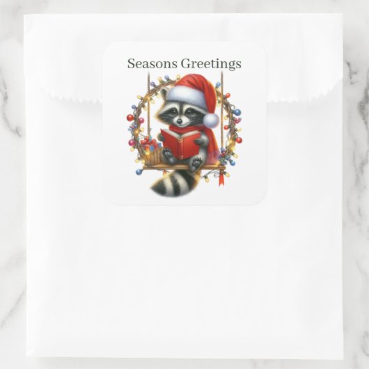 季節のごあいさつラクーンホリデイ スクエアシール (バッグ)