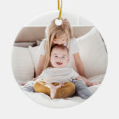 季節のごあいさつリース+ストライプクリスマスフォト セラミックオーナメント (正面)