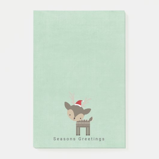 季節のごあいさつレッドサンタハットのクリスマスディアー ポストイット (正面)