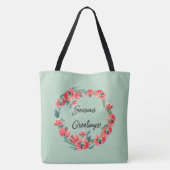 季節のごあいさつレッドフローラ水彩リース トートバッグ (裏面)