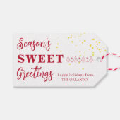 季節のごあいさつレッドホワイトクリスマスホリデー ギフトタグ (正面(横))