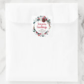 季節のごあいさつレッドローズリースクリスマスカード スクエアシール (バッグ)