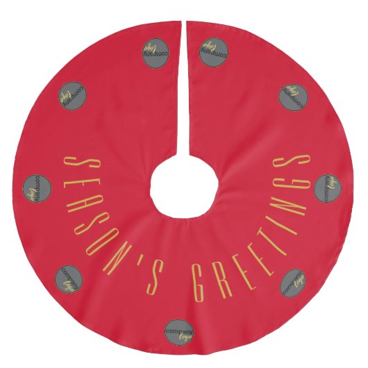 季節のごあいさつレッド金ゴールドビジネスロゴテンプレート ブラッシュドポリエステルツリースカート (正面)