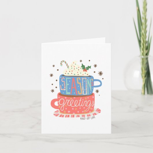 季節のごあいさつレトロクリスマスホットココ空白の カード (正面)