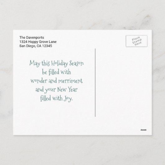 季節のごあいさつレトロ鹿とフローラリース シーズンポストカード (裏面)