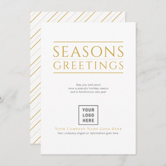 季節のごあいさつロゴ金ゴールドストライプ事業 シーズンカード (正面/裏面)