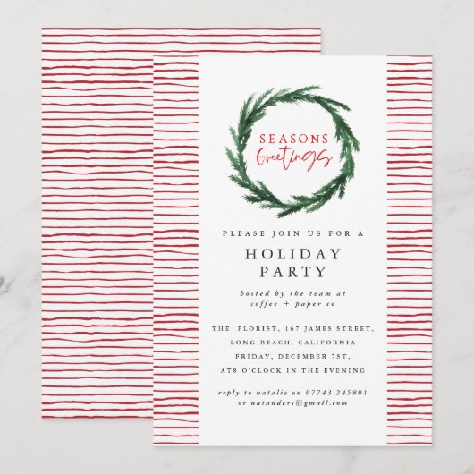 季節のごあいさつ企業のクリスマスパーティー 招待状 (正面/裏面)