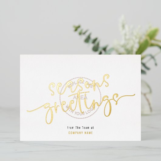 季節のごあいさつ会社ロゴオーバーレイラグジュアリー実在ズ 箔シーズンカード (立ち正面)