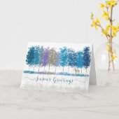 季節のごあいさつ冬の木とローンシカ カード (黄色い花)