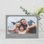 季節のごあいさつ平文シンプル字斜体の灰色 シーズンカード (スタンド正面)