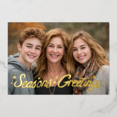 季節のごあいさつ手描きスクリプトカスタム写真 箔シーズンカード (正面)