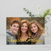 季節のごあいさつ手描きスクリプトカスタム写真 箔シーズンカード (立ち正面)