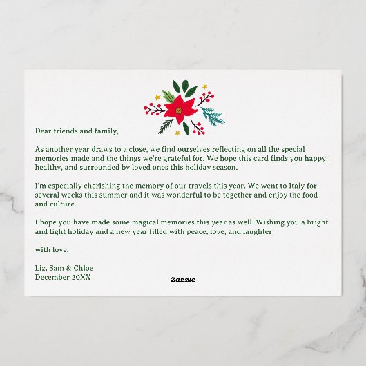 季節のごあいさつ手描きスクリプトカスタム写真 箔シーズンカード (裏面)