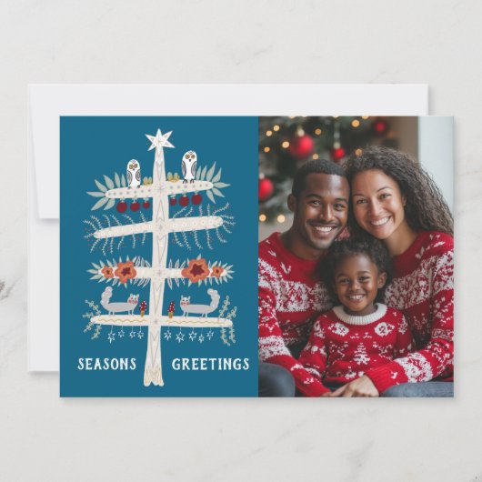 季節のごあいさつ手描きツリーカスタム写真 シーズンカード (正面)