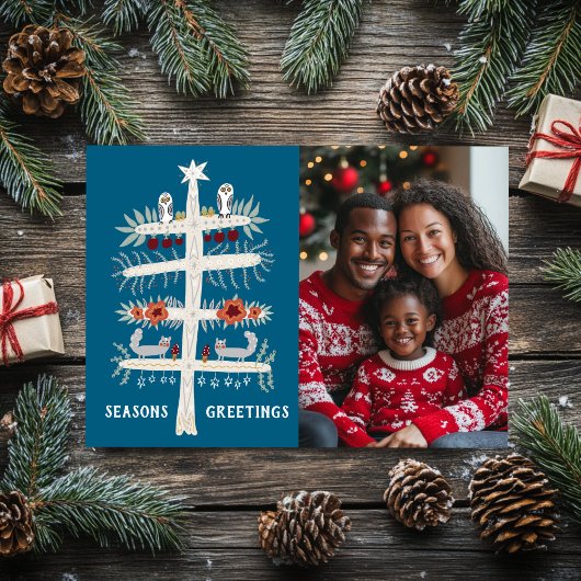 季節のごあいさつ手描きツリーカスタム写真 シーズンカード